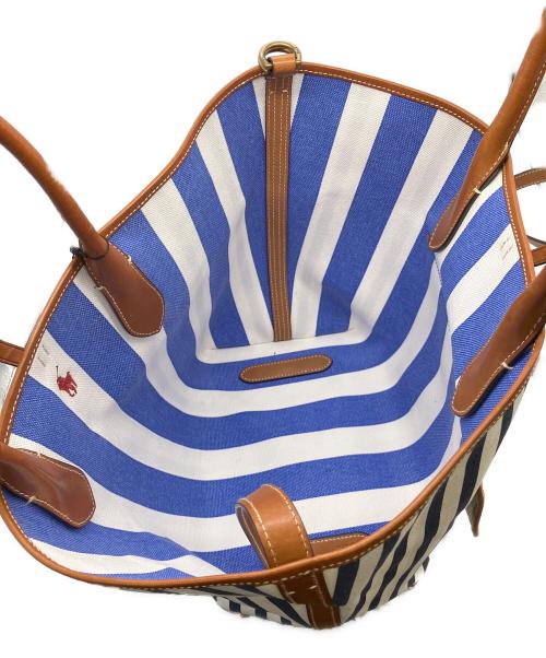 POLO RALPH LAUREN（ポロ・ラルフローレン）POLO RALPH LAUREN (ポロ・ラルフローレン) 2WAYトートバッグ ホワイト×ネイビーの古着・服飾アイテム