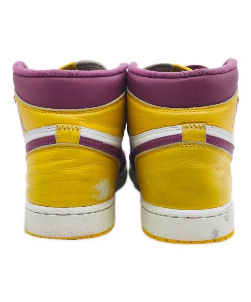 NIKE（ナイキ）NIKE (ナイキ) Air Jordan 1 High OG Brotherhood イエロー×パープル サイズ:US9.5、UK8.5、EUR43、cm27.5、BR41、CN275(2.5)の古着・服飾アイテム