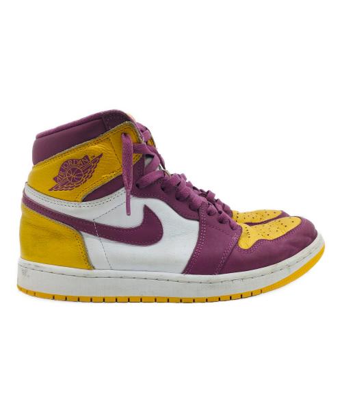 NIKE（ナイキ）NIKE (ナイキ) Air Jordan 1 High OG Brotherhood イエロー×パープル サイズ:US9.5、UK8.5、EUR43、cm27.5、BR41、CN275(2.5)の古着・服飾アイテム
