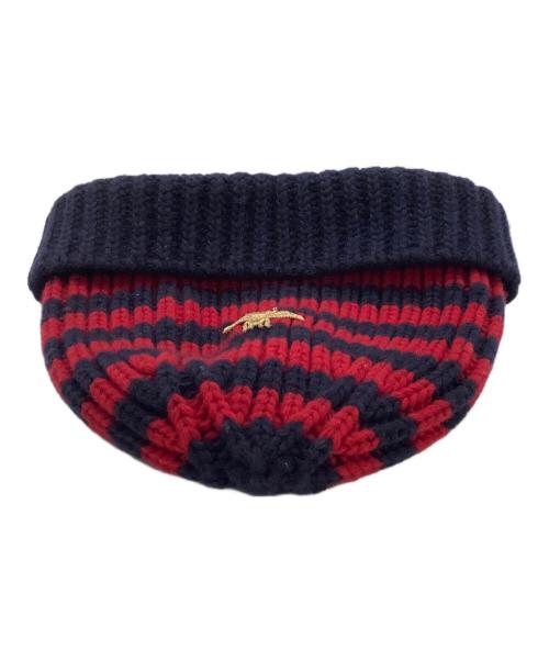 GUCCI（グッチ）GUCCI (グッチ) ニット帽 レッド×ネイビー サイズ:22cm（M)の古着・服飾アイテム