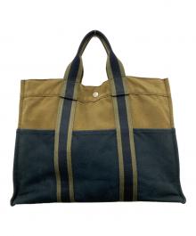 HERMES（エルメス）の古着「ハンドバッグ　フールトゥ」｜オリーブ×ネイビー