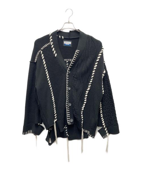 MAISON SPECIAL（メゾンスペシャル）MAISON SPECIAL (メゾンスペシャル) 鬼ワッフルクレイジーパッチワークエンブロイダリーVネックニット ブラック サイズ:SIZE 01の古着・服飾アイテム