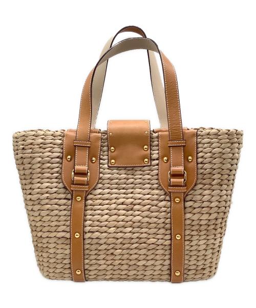 A.D.M.J.（エーディーエムジェイ）A.D.M.J. (エーディーエムジェイ) カゴバッグ ナチュラル×ブラウンの古着・服飾アイテム