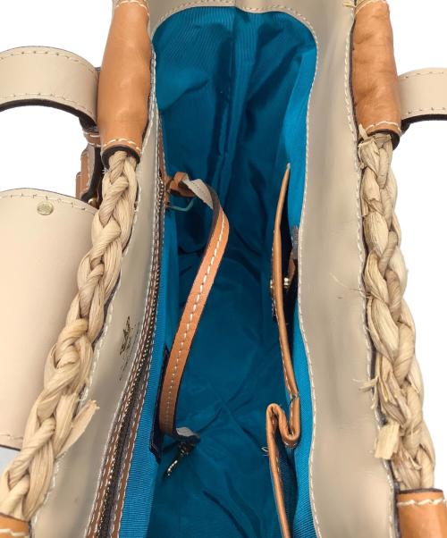 A.D.M.J.（エーディーエムジェイ）A.D.M.J. (エーディーエムジェイ) カゴバッグ ナチュラル×ブラウンの古着・服飾アイテム