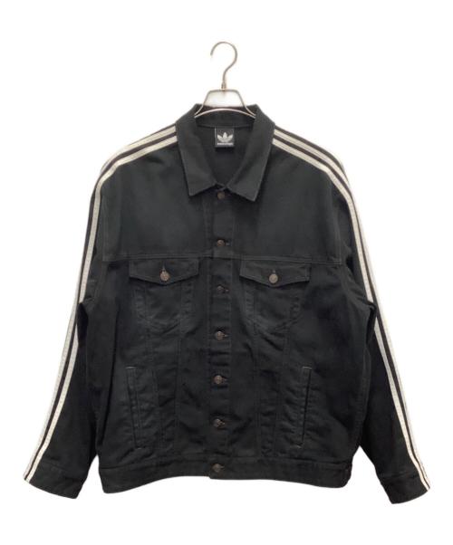BALENCIAGA（バレンシアガ）BALENCIAGA (バレンシアガ) adidas (アディダス) 23SSクラッシュ加工サイドラインデニムジャケット ブラック サイズ:SIZE　Lの古着・服飾アイテム