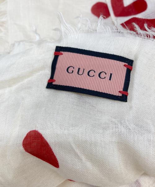 GUCCI（グッチ）GUCCI (グッチ) 大判スカーフ アイボリー×レッドの古着・服飾アイテム