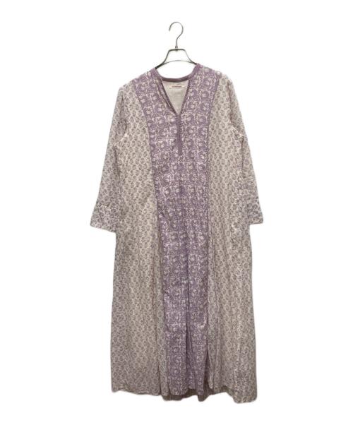 ne quittez pas（ヌキテパ）ne quittez pas (ヌキテパ) 長袖フラワーワンピース パープル サイズ:Mの古着・服飾アイテム