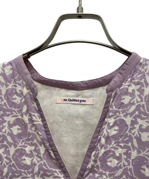 ne quittez pas（ヌキテパ）ne quittez pas (ヌキテパ) 長袖フラワーワンピース パープル サイズ:Mの古着・服飾アイテム
