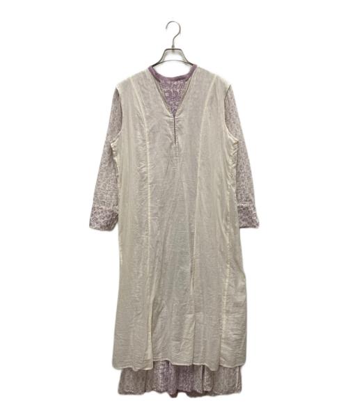 ne quittez pas（ヌキテパ）ne quittez pas (ヌキテパ) 長袖フラワーワンピース パープル サイズ:Mの古着・服飾アイテム