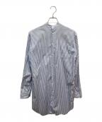 COMME des GARCONS HOMME PLUSコムデギャルソンオムプリュス）の古着「バックリバースフラワー刺繍ストライプシャツ」｜スカイブルー