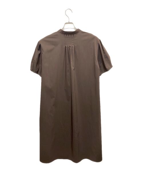 Aquascutum（アクアスキュータム）Aquascutum (アクアスキュータム) ワンピース　パフスリーブAラインドレス ブラウン サイズ:SIZE 8の古着・服飾アイテム