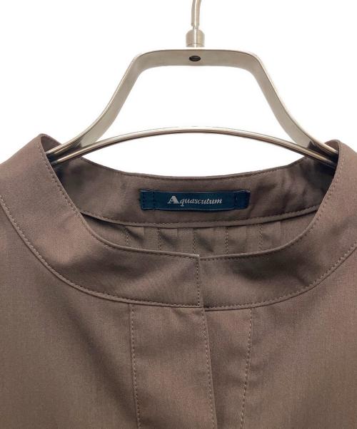 Aquascutum（アクアスキュータム）Aquascutum (アクアスキュータム) ワンピース　パフスリーブAラインドレス ブラウン サイズ:SIZE 8の古着・服飾アイテム