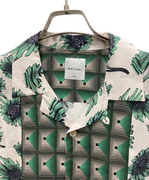 PAUL SMITH（ポールスミス）Paul Smith (ポールスミス) 22AW Digital Daisy Projector アロハシャツ グリーン×アイボリー サイズ:Lの古着・服飾アイテム
