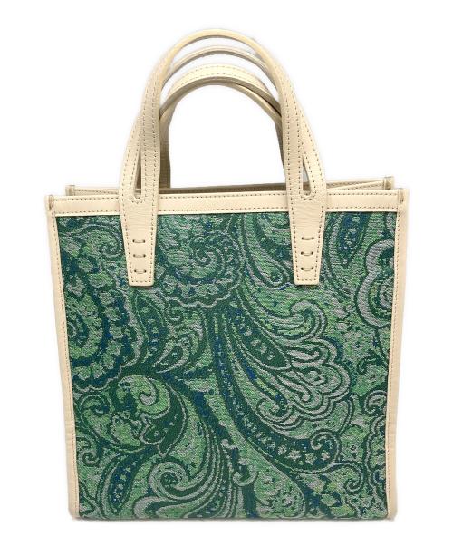 A VACATION（ア ヴァケーション）A VACATION (ア ヴァケーション) トートバッグ　BOX PAISLEY グリーン×ベージュの古着・服飾アイテム