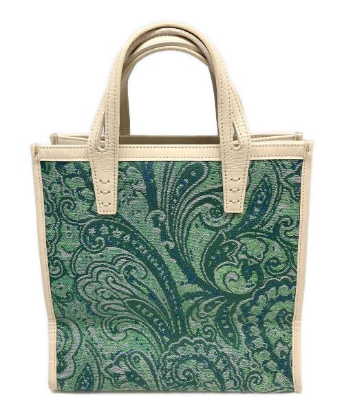 A VACATION（ア ヴァケーション）A VACATION (ア ヴァケーション) トートバッグ　BOX PAISLEY グリーン×ベージュの古着・服飾アイテム