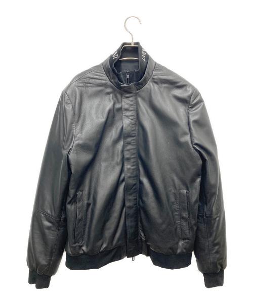 EMPORIO ARMANI（エンポリオアルマーニ）EMPORIO ARMANI (エンポリオアルマーニ) レザージャケット ブラック サイズ:SIZE 52の古着・服飾アイテム
