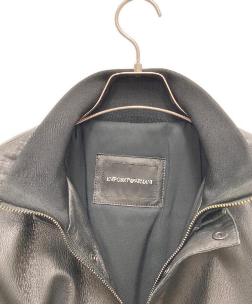 EMPORIO ARMANI（エンポリオアルマーニ）EMPORIO ARMANI (エンポリオアルマーニ) レザージャケット ブラック サイズ:SIZE 52の古着・服飾アイテム
