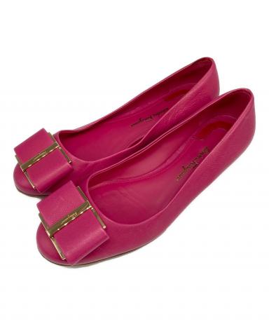 Salvatore Ferragamoフラットシューズ ピンク美品一度だけ試靴 Salvatore Ferragamo - Salvatore Ferragamo パンプス 23.5cm ピンク