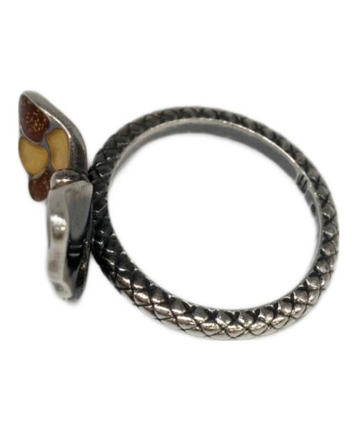 BOTTEGA VENETA（ボッテガベネタ）BOTTEGA VENETA (ボッテガベネタ) シルバーバタフライリング シルバー×ベージュ サイズ:10号の古着・服飾アイテム