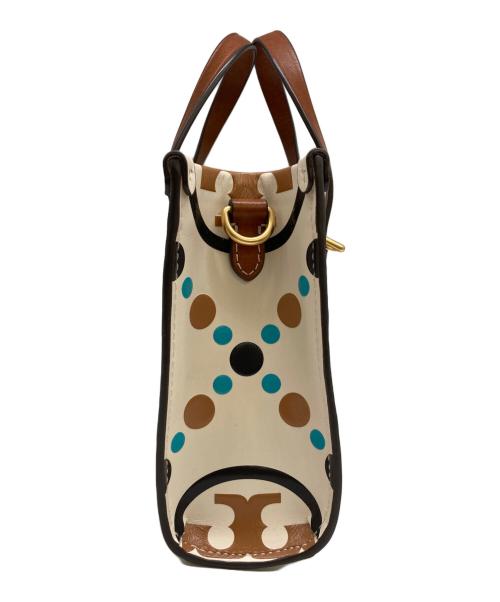 TORY BURCH（トリーバーチ）TORY BURCH (トリーバーチ) Tモノグラムコントラストエンボスミニスクエアトートハンドバッグ ベージュの古着・服飾アイテム