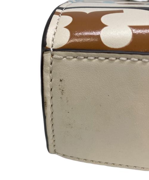 TORY BURCH（トリーバーチ）TORY BURCH (トリーバーチ) Tモノグラムコントラストエンボスミニスクエアトートハンドバッグ ベージュの古着・服飾アイテム