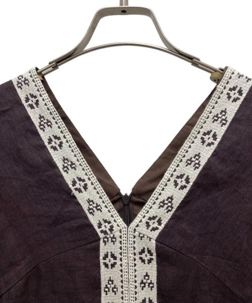 genten（ゲンテン）genten (ゲンテン) リネンワンピース ブラウン サイズ:38 未使用品の古着・服飾アイテム