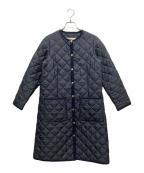 Traditional Weatherwearトラディショナルウェザーウェア）の古着「ARKLEY LONG キルティングノーカラーロングコート」｜ネイビー