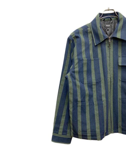 HUF（ハフ）HUF (ハフ) LUDLOW DENIM CHORE JACKET ネイビー×グリーン サイズ:Lの古着・服飾アイテム