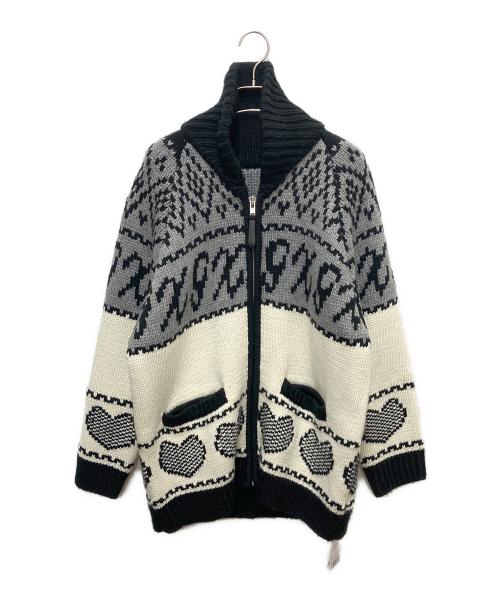 X-GIRL（エックスガール）X-GIRL (エックスガール) LOGO PATTERN NORDIC CARDIGAN ブラック サイズ:SIZE Freeの古着・服飾アイテム