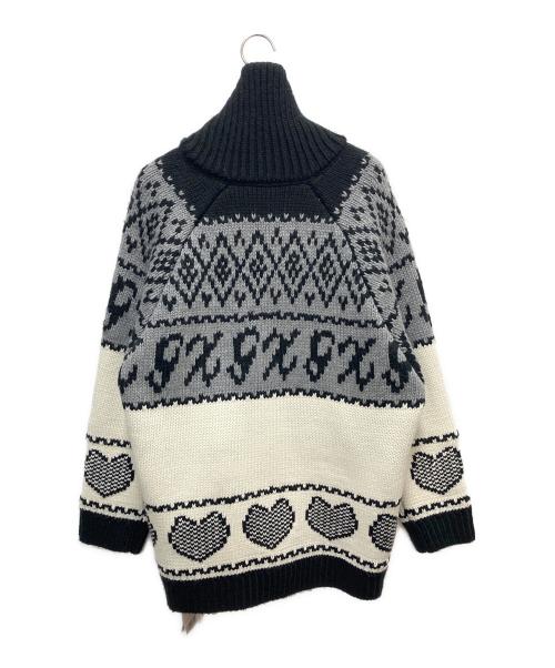 X-GIRL（エックスガール）X-GIRL (エックスガール) LOGO PATTERN NORDIC CARDIGAN ブラック サイズ:SIZE Freeの古着・服飾アイテム