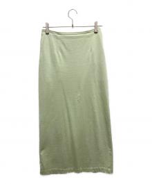 AURALEE（オーラリー）の古着「COTTON SLUB RAYON PLAITING SKIRT」｜黄緑