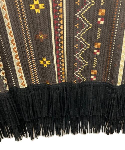 PLEATS PLEASE（プリーツプリーズ）PLEATS PLEASE (プリーツプリーズ) 裾フリンジノースリーブブラウス ブラウン サイズ:4の古着・服飾アイテム