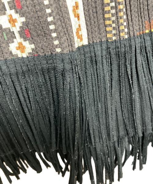 PLEATS PLEASE（プリーツプリーズ）PLEATS PLEASE (プリーツプリーズ) 裾フリンジノースリーブブラウス ブラウン サイズ:4の古着・服飾アイテム