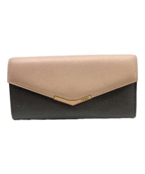 FENDI（フェンディ）FENDI (フェンディ) トゥージュール 長財布 フラップロングウォレット ベージュ×グレーの古着・服飾アイテム