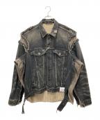 MIHARA YASUHIROミハラヤスヒロ）の古着「ディストレストボタン付きデニムジャケット」｜ブラック