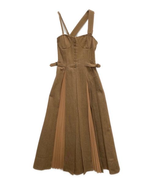 CASA FLINE（カーサフライン）CASA FLINE (カーサフライン) デニムジャンパースカート ブラウン サイズ:SIZE Freeの古着・服飾アイテム