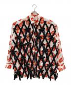 KIDILL×Trevor Brownキディル×トレヴァー・ブラウン）の古着「22SS FOUR MOUTH Artwork by TREVOR BROWN オーバーシャツ」｜レッド×ブラック