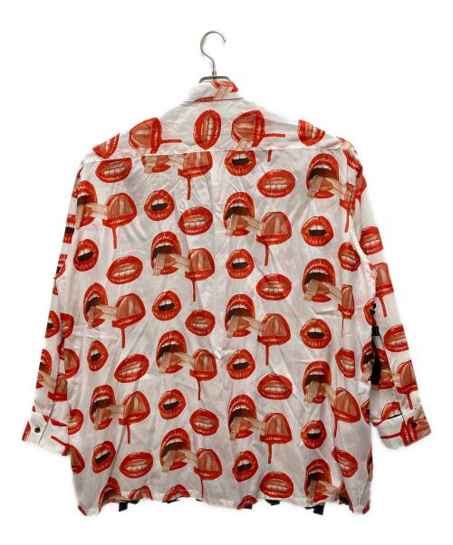 KIDILL（キディル）KIDILL (キディル) Trevor Brown (トレヴァー・ブラウン) 22SS FOUR MOUTH Artwork by TREVOR BROWN オーバーシャツ レッド×ブラック サイズ:FREEの古着・服飾アイテム