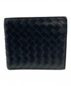 BOTTEGA VENETAボッテガベネタ）の古着「イントレチャート 2つ折り財布」｜ブラック