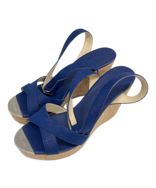 JIMMY CHOO（ジミーチュウ）JIMMY CHOO (ジミーチュウ) ウェッジソールサンダル ブルー サイズ:SIZE 39（約24.5㎝）の古着・服飾アイテム
