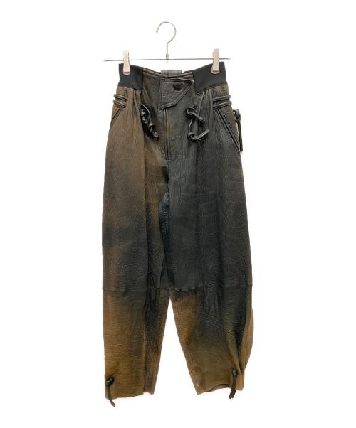 ISSEY MIYAKE（イッセイミヤケ）ISSEY MIYAKE (イッセイミヤケ) レザーパンツ ブラック サイズ:SIZE Sの古着・服飾アイテム