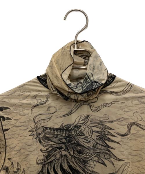 Jean Paul Gaultier FEMME（ジャンポールゴルチエ フェム）Jean Paul Gaultier FEMME (ジャンポールゴルチェフェム) ドラゴンプリントセカンドスキンハイネックカットソー ベージュ サイズ:40の古着・服飾アイテム