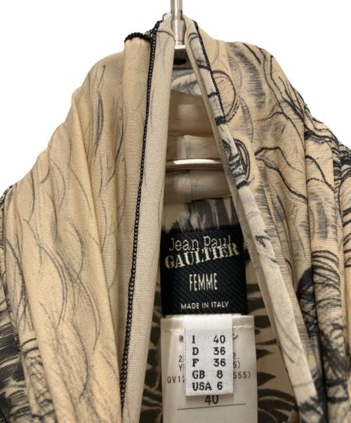 Jean Paul Gaultier FEMME（ジャンポールゴルチエ フェム）Jean Paul Gaultier FEMME (ジャンポールゴルチェフェム) ドラゴンプリントセカンドスキンハイネックカットソー ベージュ サイズ:40の古着・服飾アイテム
