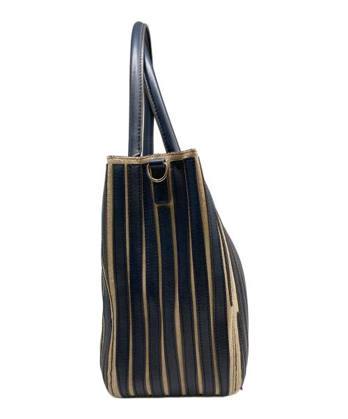 ANYA HINDMARCH（アニヤ・ハインドマーチ）ANYA HINDMARCH (アニヤハインドマーチ) ショルダートートバッグ ネイビーの古着・服飾アイテム