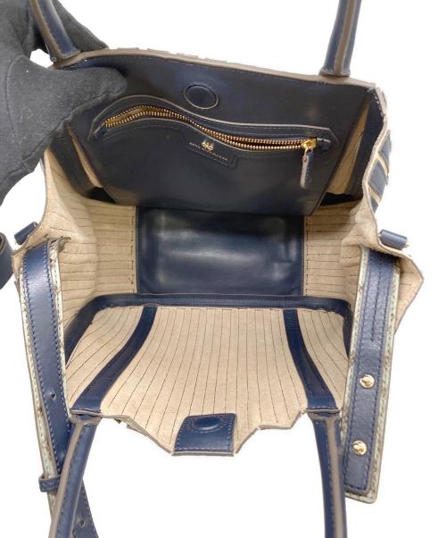 ANYA HINDMARCH（アニヤ・ハインドマーチ）ANYA HINDMARCH (アニヤハインドマーチ) ショルダートートバッグ ネイビーの古着・服飾アイテム