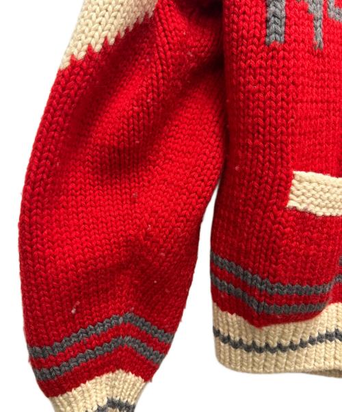 cosby（コスビ）cosby (コスビ) GERRY (ジェリー) カウチンハンドニットブルゾン アイボリー×レッド サイズ:Mの古着・服飾アイテム