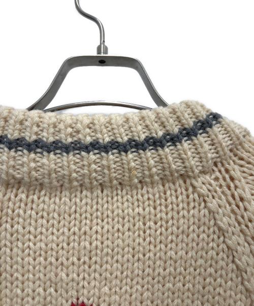 cosby（コスビ）cosby (コスビ) GERRY (ジェリー) カウチンハンドニットブルゾン アイボリー×レッド サイズ:Mの古着・服飾アイテム