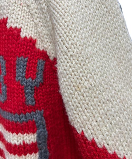cosby（コスビ）cosby (コスビ) GERRY (ジェリー) カウチンハンドニットブルゾン アイボリー×レッド サイズ:Mの古着・服飾アイテム