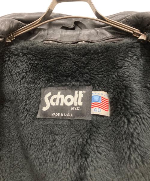 Schott（ショット）Schott (ショット) USA製ボアライナー付シングルライダースジャケット ブラック サイズ:40の古着・服飾アイテム