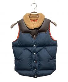 RockyMountainFeatherBed（ロッキーマウンテンフェザーベッド）の古着「16FW Christy Vest/レザー切替ダウンベスト」｜ネイビー